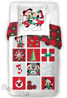 Vánoční povlečení Minnie a Mickey Šťastné a Veselé