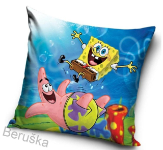 Povlak na polštářek Sponge Bob a Patrikova Trampolína