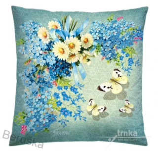 Povlak na polštář 40 x 40 cm - Pomněnky a sedmikrásky