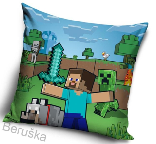 Dětský povlak na polštářek Minecraft Diamantový Bojovník