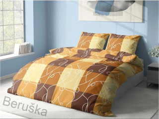 Bavlněné povlečení na dvě lůžka Čtverce hnědé 