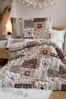 POVLEČENÍ mikroflanelplyš Patchwork béžový