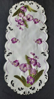 UBRUS  90 x 39  vyšívaný   Orchidej  